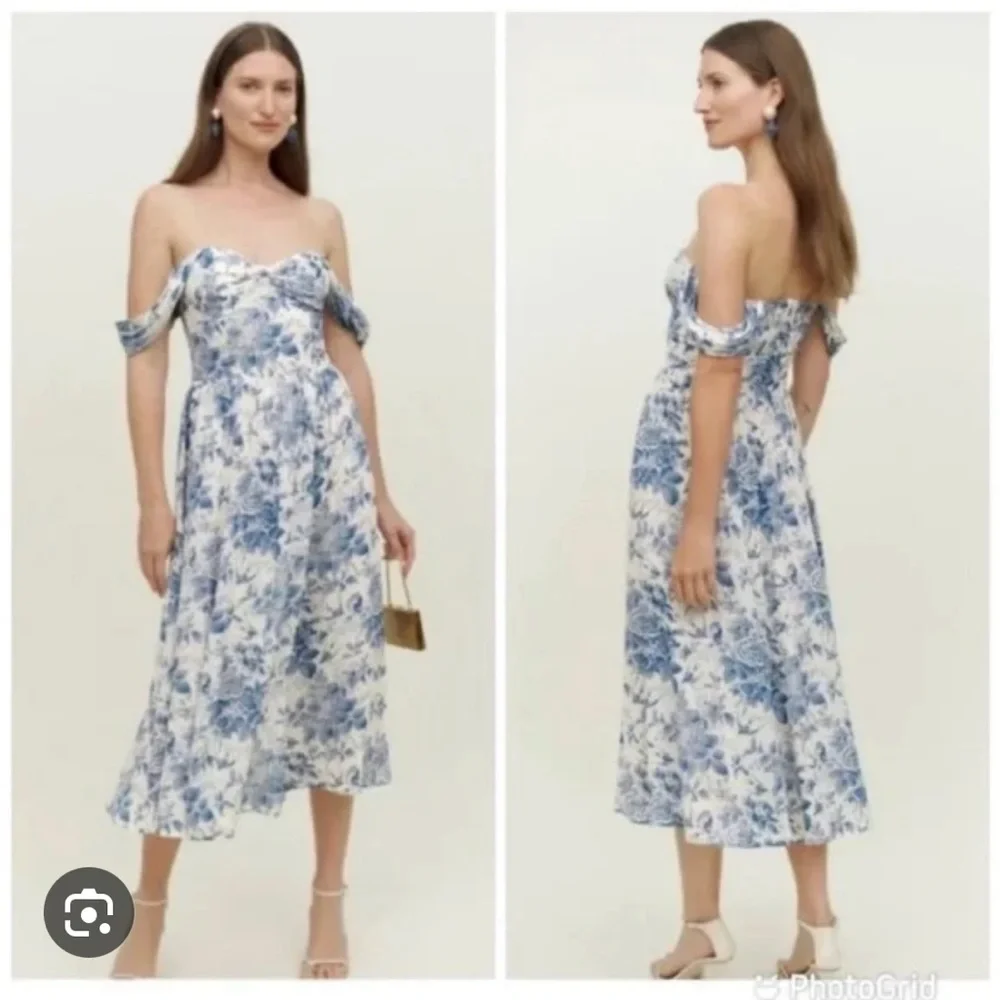 REFORMATION Violet Dress in Pompadour Print 0 - Picture 1 of 3